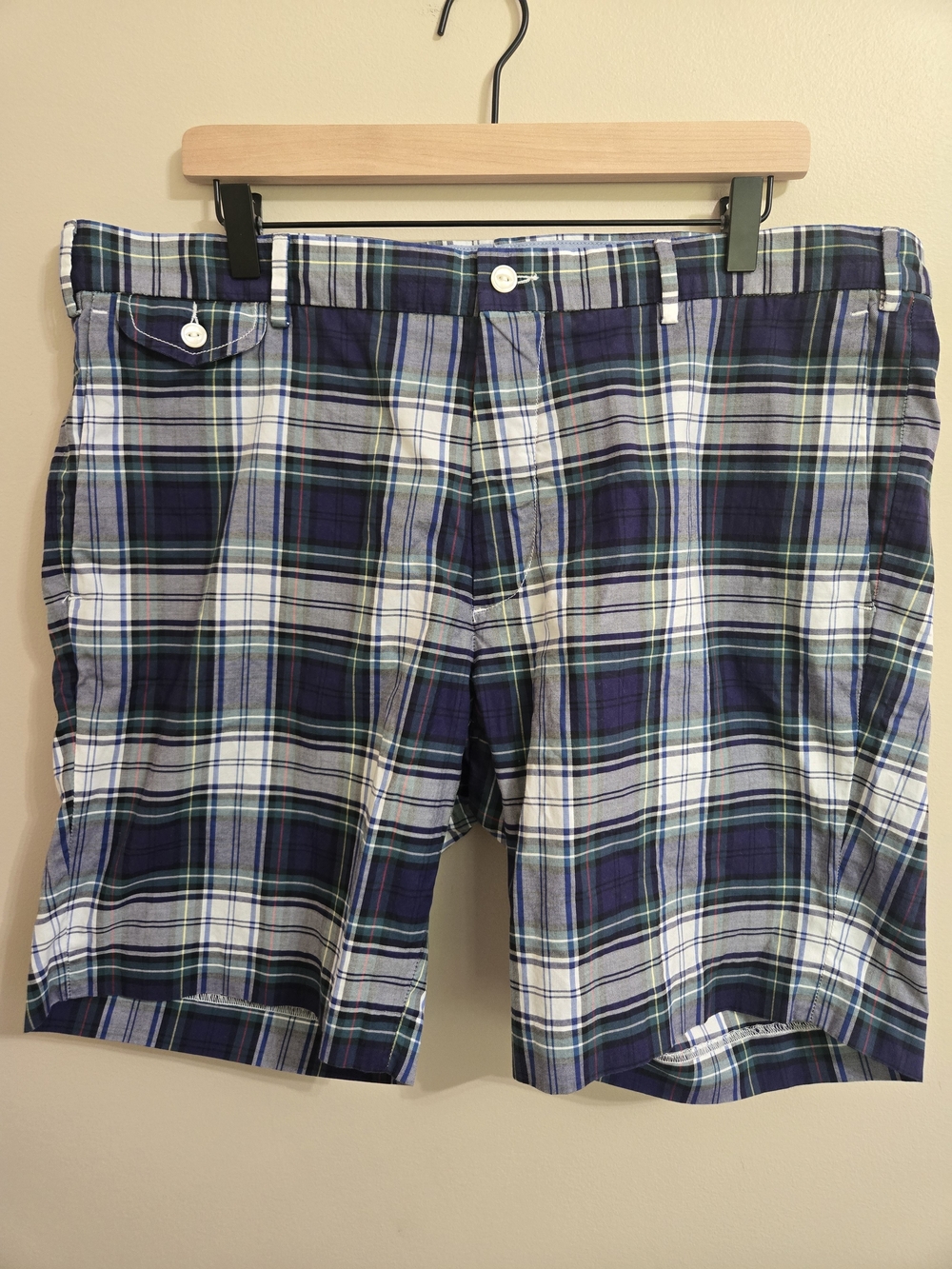 Polo Ralph Lauren Plaid Chino Shorts Mens 38 NWOT 100% Cotton Flat Front